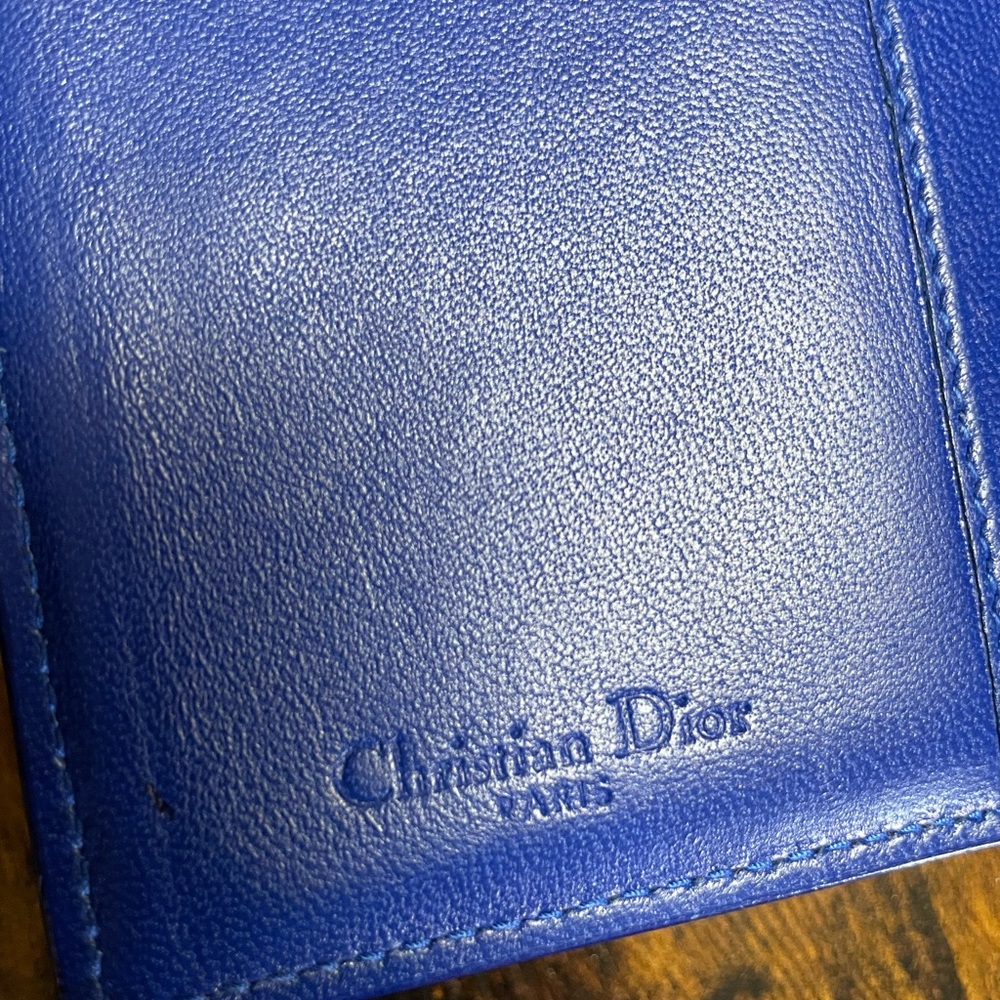 Christian Dior Quilt Lambskin Cannage Lady Dior Eden Wallet Blue - Picture 9 of 10